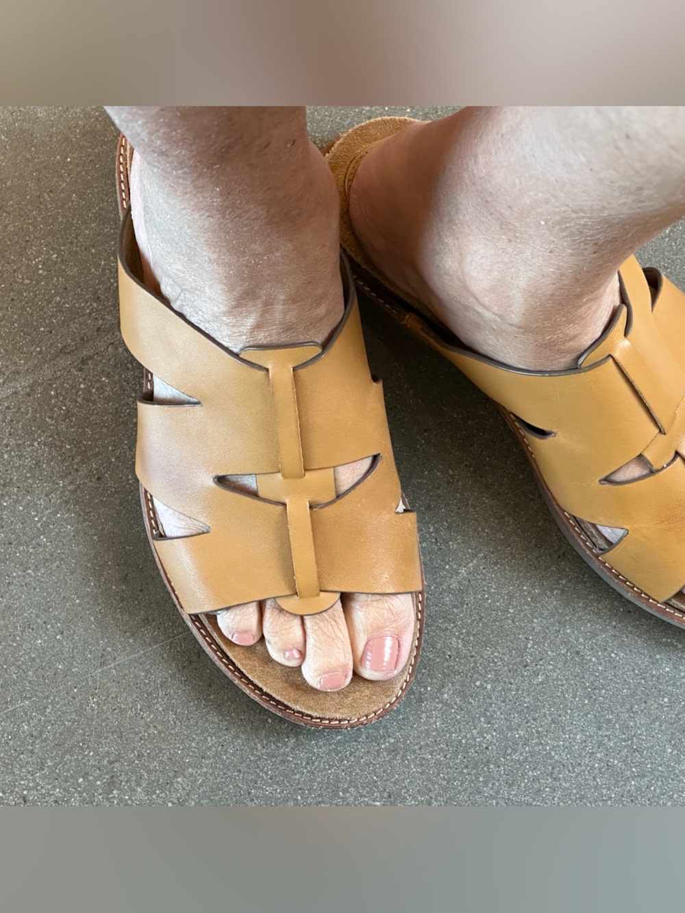 Sofft Tan Real Leather Slide Sandals, sz 8.5
